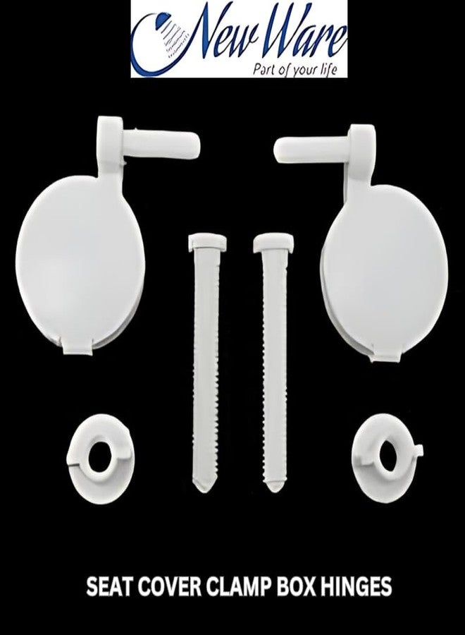 New Ware® Plastic Toilet Seat Cover Hind. Type Round Hinges Clamp (Color :White, Pair 1) - Image 3
